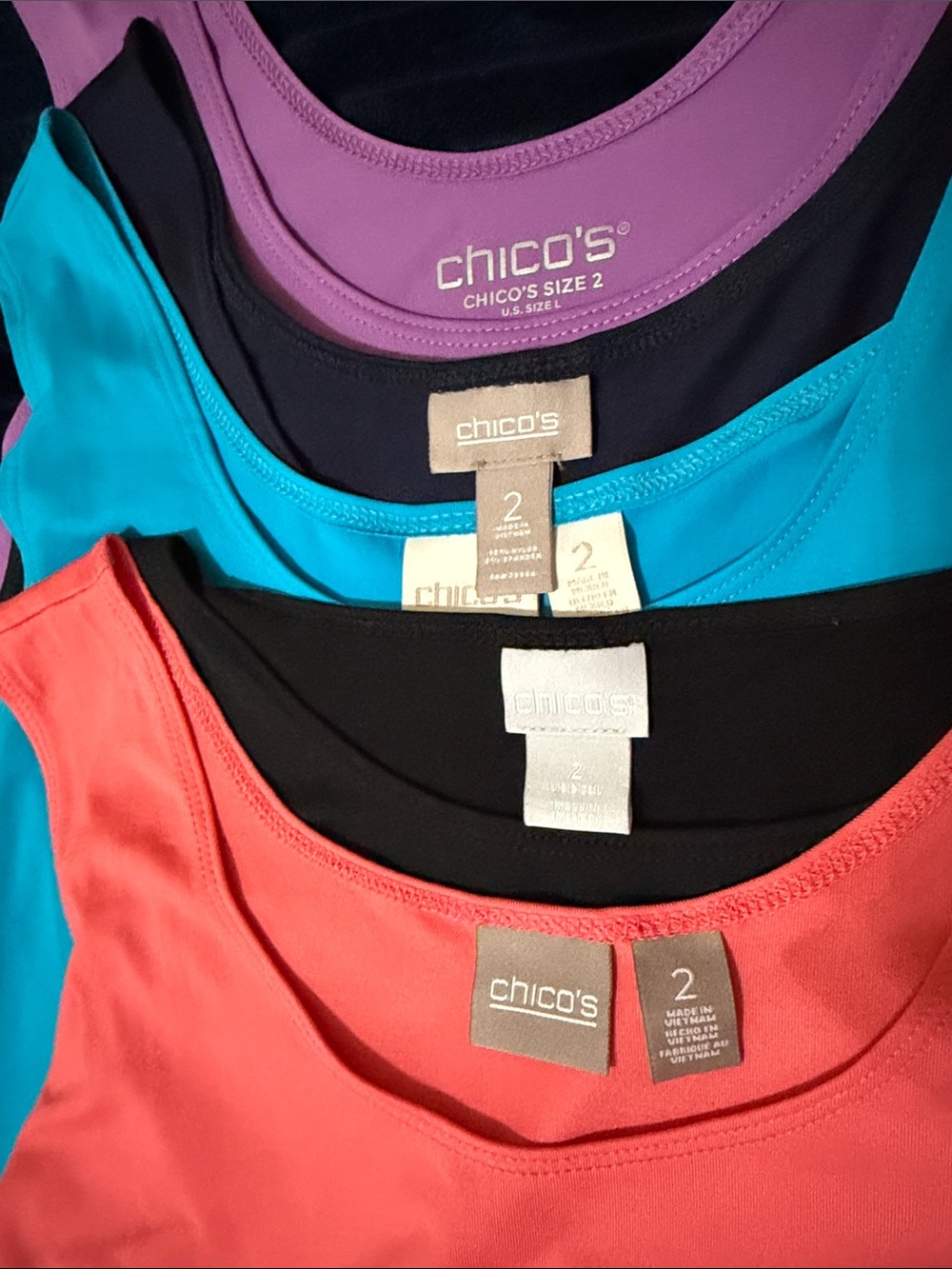 Chico's Tank Top Pack - Orange, Black, Teal, Purple - Picture 3 of 4